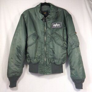 Military Pilot Flight Jacket Green Satin Sz Small